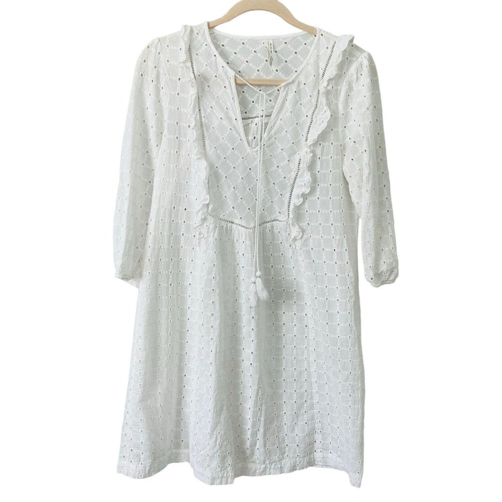 Anthropologie White Long Sleeve Dress